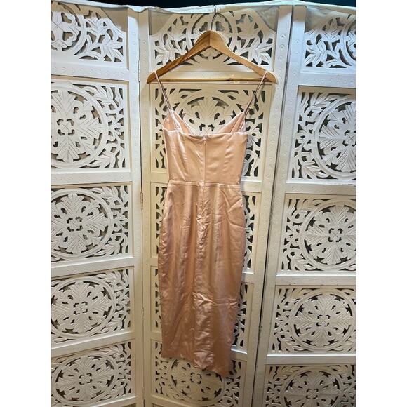 House of CB Gisele Peony Satin Corset Midi Dress Size XS Extra Small - Picture 5 of 9